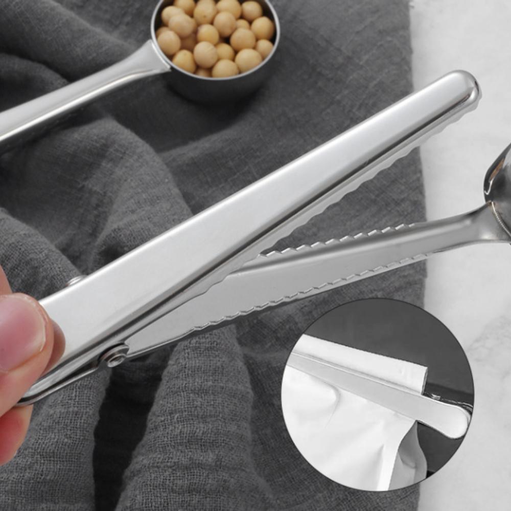 Stainless Spoon with Clip Small Kitchen Accessories Teaspoon Honey Coffee Spoon Condiments Scoop for Restaurant