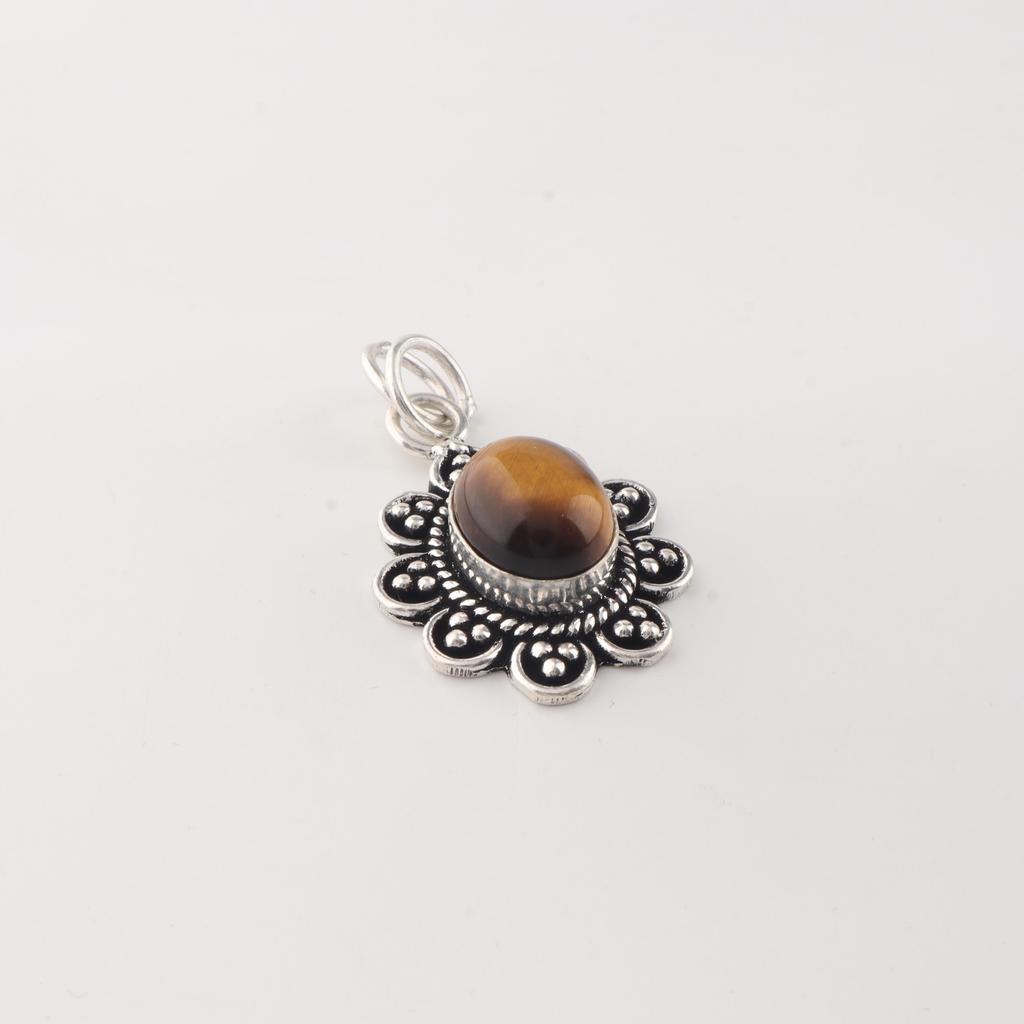 Yellow Tiger Eye Gemstone 925 Sterling Silver Jewelry Designer Women Pendant 1.37" Gift CP-40-25