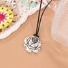 Fashion Rose Flower Tibetan  Color Pendant Necklace Choker Charm Black Leather Cord Factory Price Handmade Gift