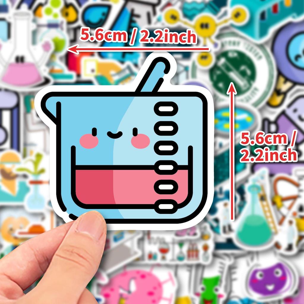50 Creative Science Education Stickers: Cartoon Chemical Laboratory Equipment & Science Experiment Designs