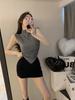 (Modal cotton) semi-turtleneck T-shirt new niche irregular slim-fit sleeveless vest top