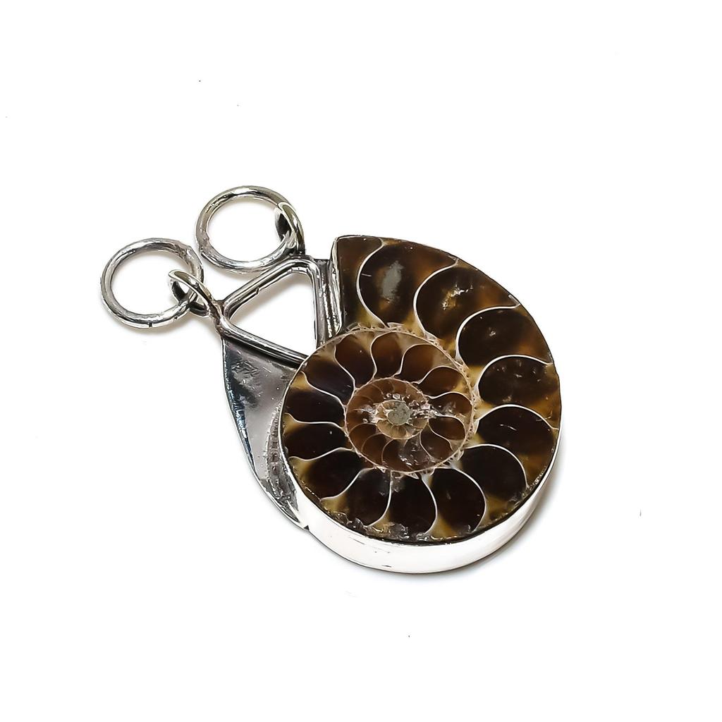 Ammonite Fossil Pendant Real Gemstone Pendant 925 Sterling Silver Pendant Ammonite Fossil Silver Jewelry Handmade Pendant Gift For Friend