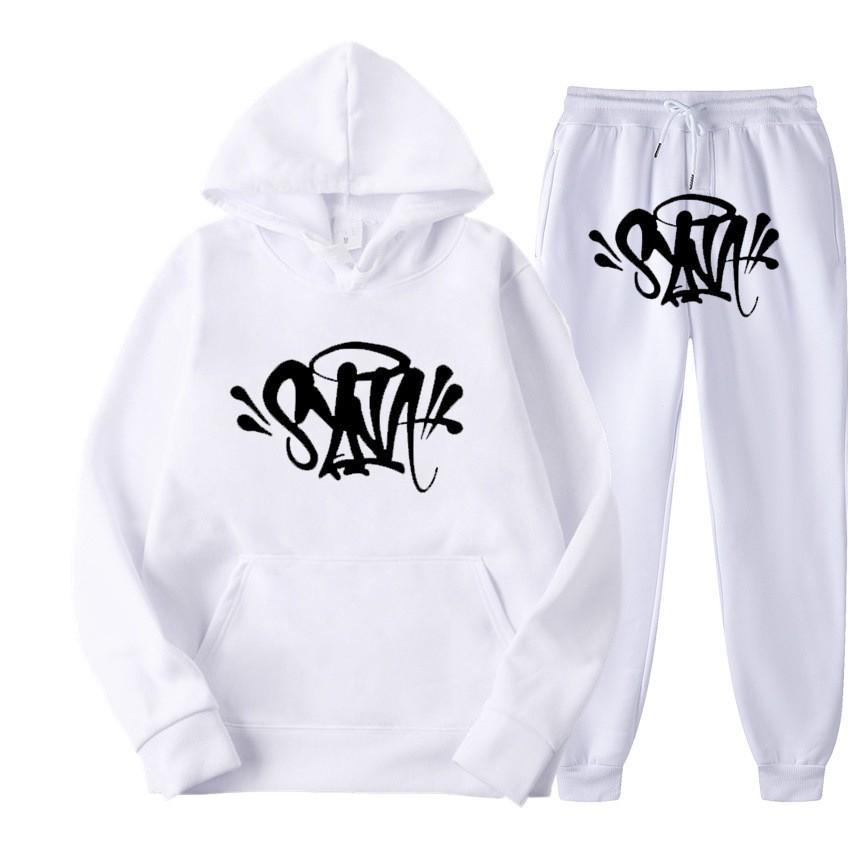 SynaWord High Street Fashion Trendy Brand Suit Men's Ins Trend Hip Hop Hoodie Syna Print Sweater Suit