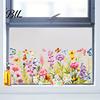 Bathroom Window Decal Spring Summer Flower Butterfly Cling Colorful Floral Sticker Scratch-resistant Removable Double-Sided Static Decals for