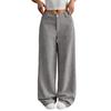 Kordfløyelsbukser for kvinner Casual Elastisk midje Bukser med rette ben Løse Komfortable Bukser med lommer