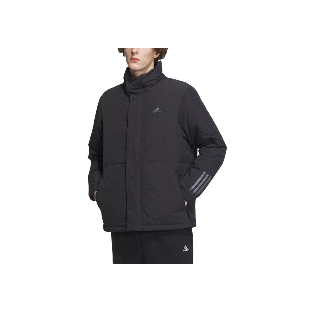 Adidas Solid Color Casual Outdoor Warm Windproof Stand Collar Down Jacket Men Outerwear Black IL8922