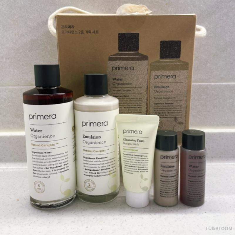 Primera Organience 2-Step Special Set (Toner 180ml + Emulsion 150ml + 3 Trial Size Minis, Each 30ml) (+Free Gift)