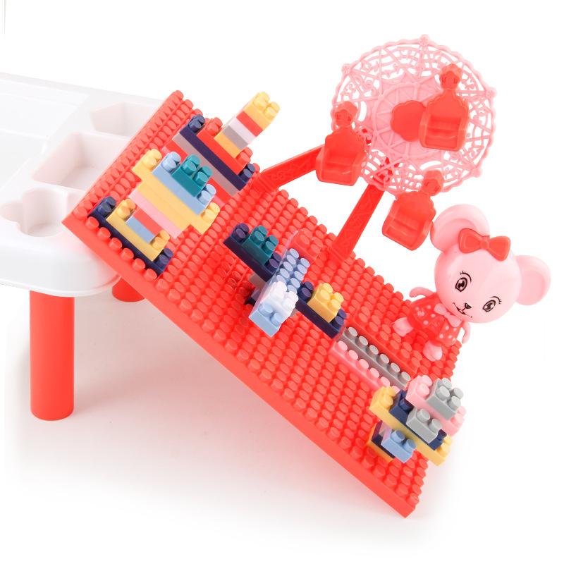 Children'S Cute Mouse Building Block Table Ferris Wheel, Rocking Aircraft Science And Education Diy Assembly And Assembly Building Block Toys