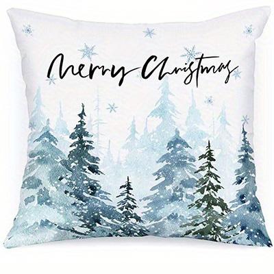 Home Decor Winter Wishes & Snowy Christmas Pillows Pattern Cushion Cover Suitable for Sofa Bedroom Car Pillow Cover