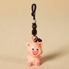 Beads Wooden Pig Keychain Weave Rope Car Keyring Creative Carved Pig Dolls Pendant  Gifts