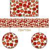 Pudodo Strawberry Table Runner Spring Summer Fruit Strawberry Themed Birthday Baby Shower Party Kitchen Dining Home Decoration (13" x 72")