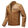 Leder Herren Slim Jacke Trendy Dünne Jacke Herren Motorradbekleidung Große Größe Stehkragen Lederjacke