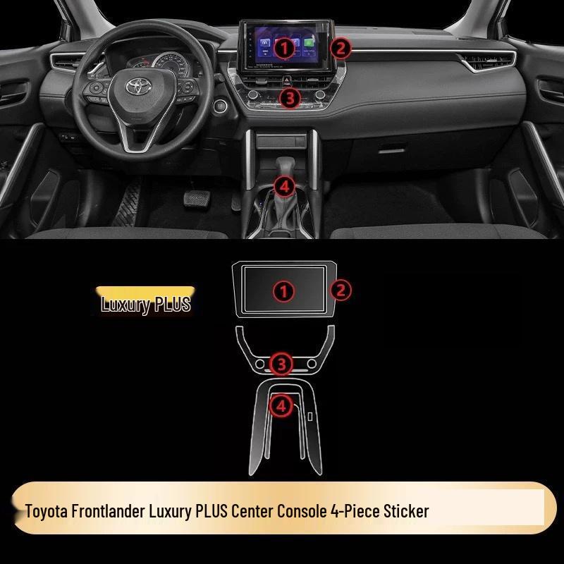 Toyota Frontlander Innenraum-Schutzfolien-Set - HD-Klar für Konsole, Schalthebel & Armaturenbrett-Dekor