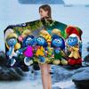 Cartoon S_Smurfs Microfiber Blanket Quick Drying Beach Towels Oversized Printing Super Absorbent Pool Towel Blanket