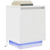 VidaXL Bedside Table with LED Lights White 38x34x50 Cm, Side Table, Nightstand, Side Table for Bedroom To 861265