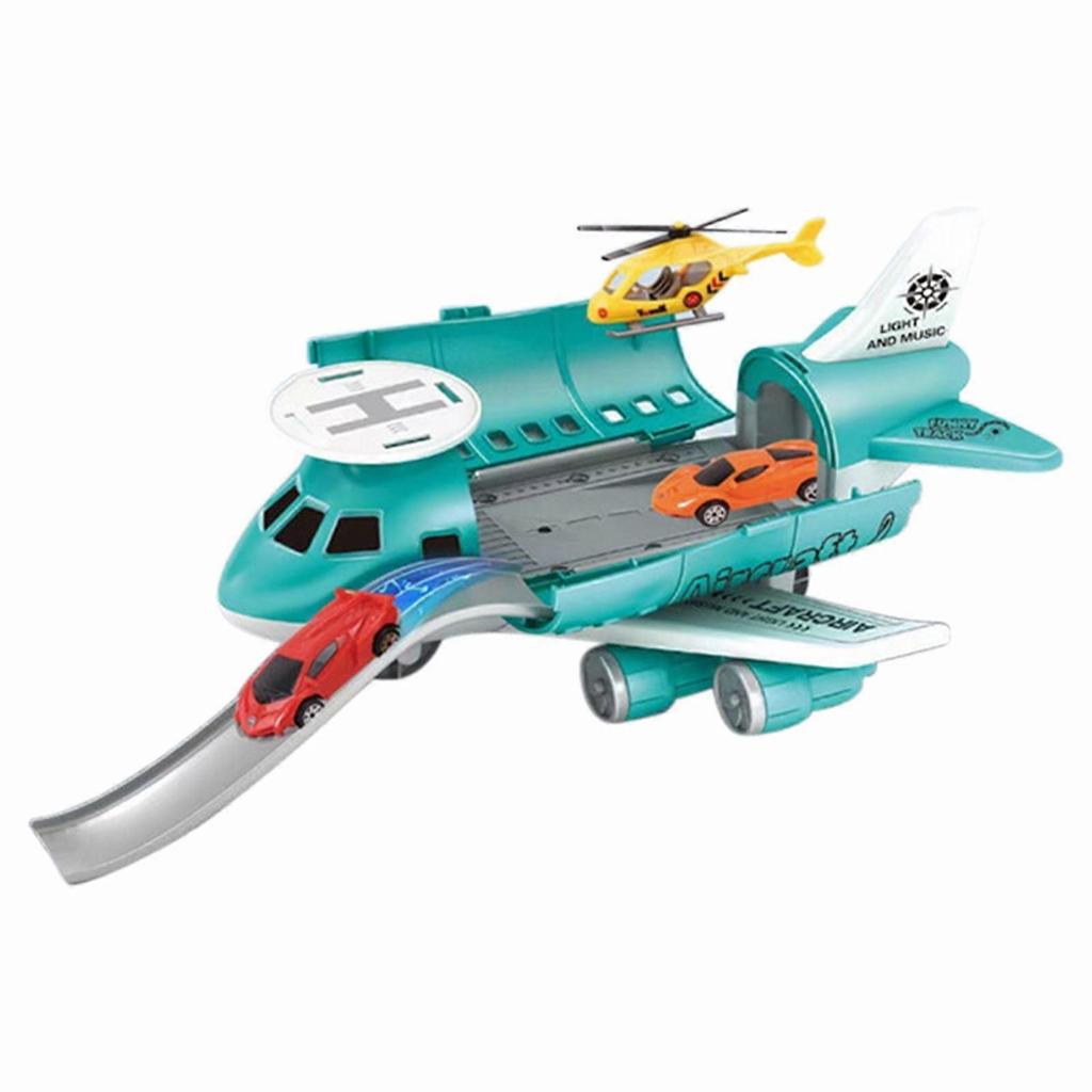 Airplane Toy Set with 3 Mini Cars, Helicopter & 6 Roadblocks – Compatible with Kids 3-6 Years Old