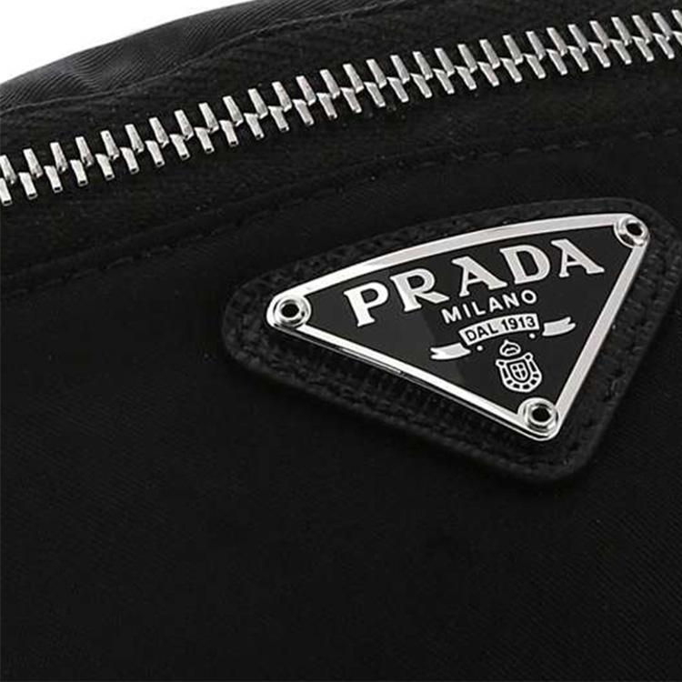 Prada Triangle Metal Logo Nylon Shoulder Bag Crossbody Waist Bag Men Bags Black 2TT0952DMK-F0002