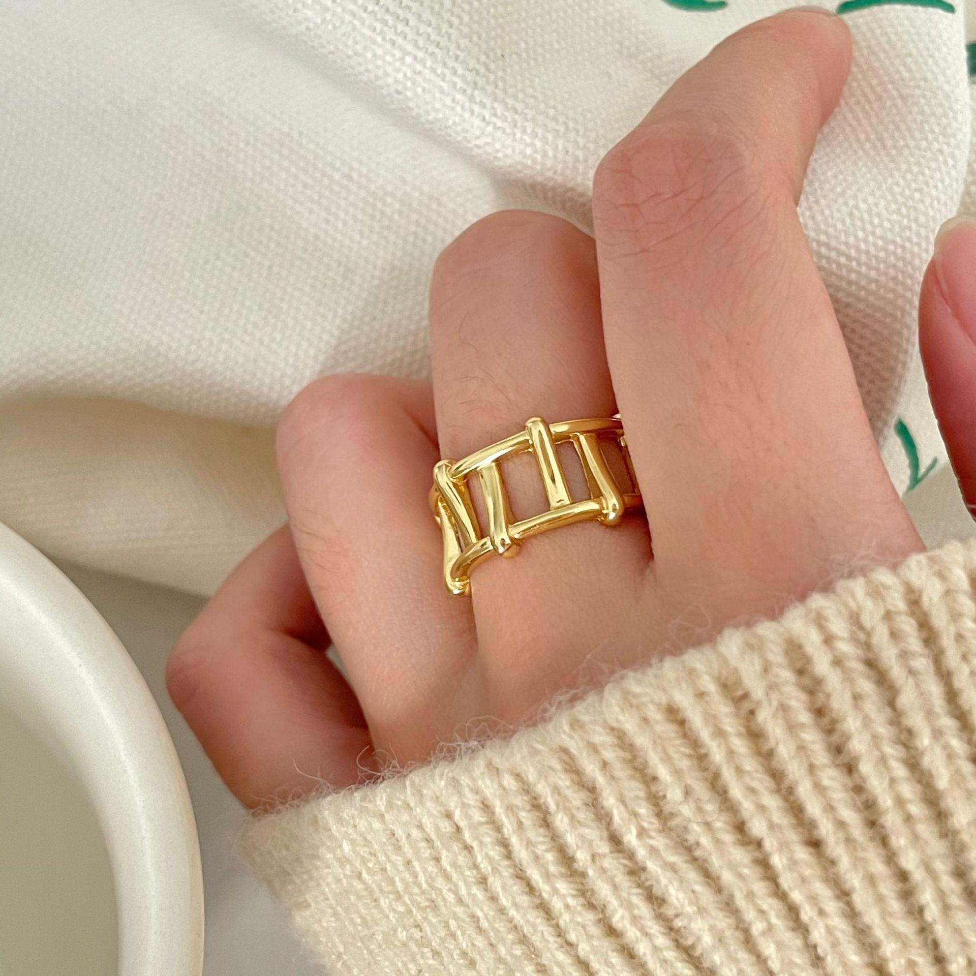 

Korean Fashion Gold Silver Plated Rings for Women Big Large Square Open Finger Ring Chunky Jewelry 2024 New Hot