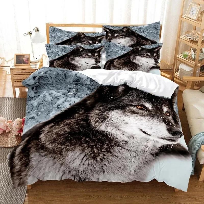 3d Black Leopard Animal Wolf Cat Dog Digital Comfortable Duvet Cover Pillowcase Bedding Set Bedroom Decoration Home Textile