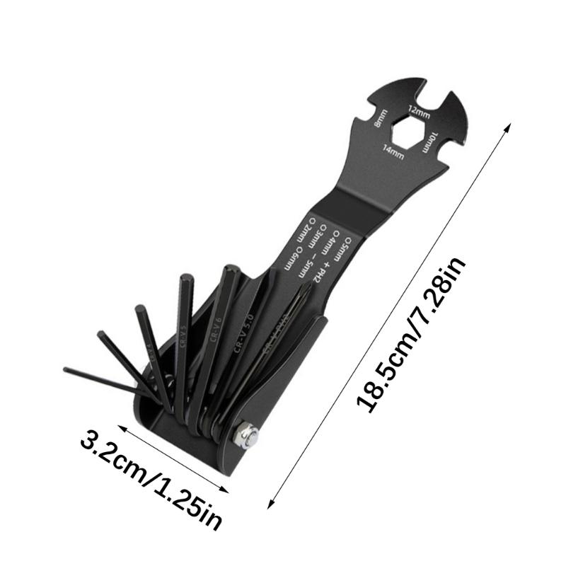 Multifunktionales Handwerkzeug-Set inklusive Kreuzschlitzschraubendreher, Maulschlüssel und klappbarem Sechskantschlüssel für verschiedene Reparaturarbeiten, tragbares Design