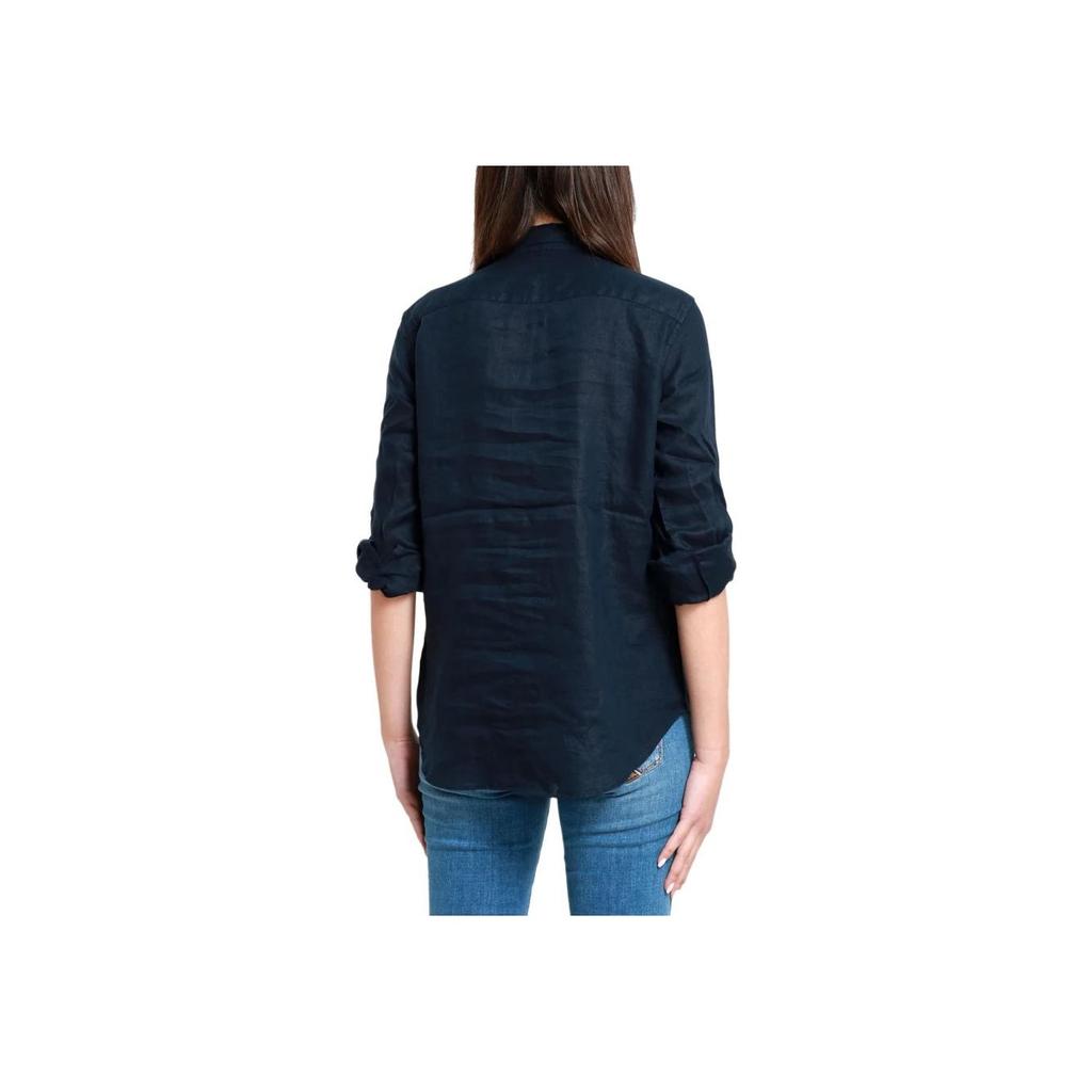 Polo Ralph Lauren Solid Polo Collar Button Short Sleeve Shirt Women Shirts Navy-Blue 200782777-003