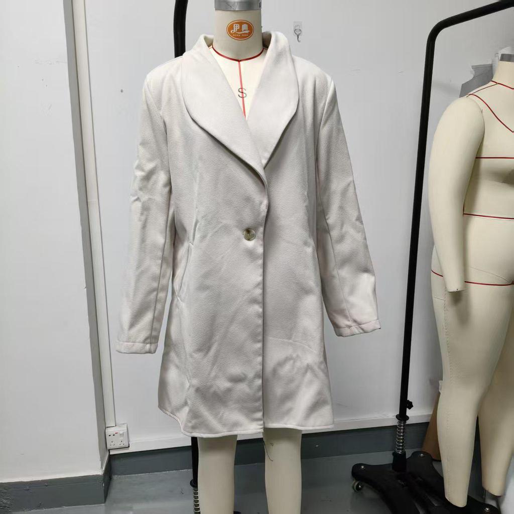 2025 Herbst Winter Damenmode Einfarbig Revers Strickjacke Wollmantel