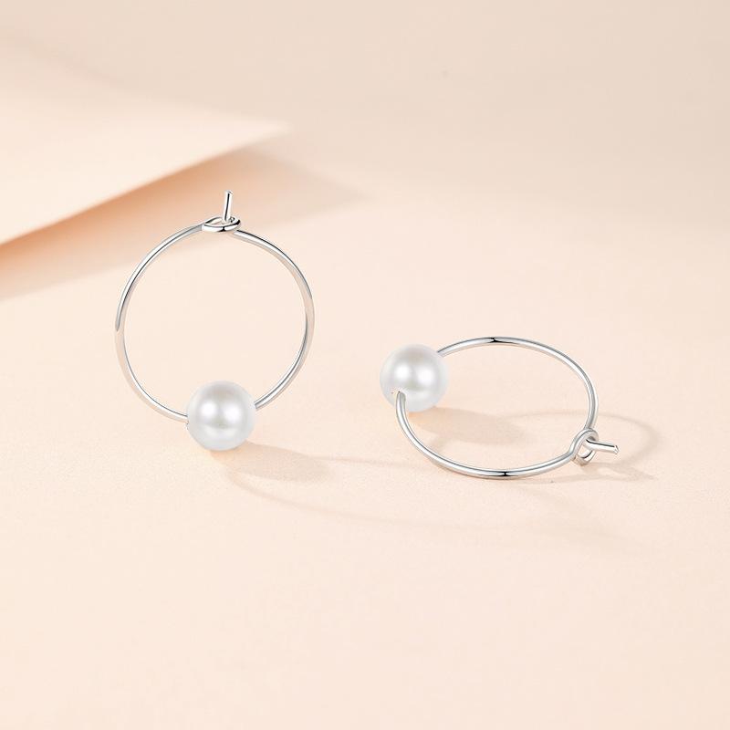 Pearl Circle Ear Hole Earrings Women'S Simple Personality Fashion Earrings New Trendy Earrings Premium Durable