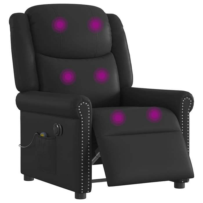 VidaXL Electric Reclining Massage Chair Shiny Black Faux Leather, Electric Massage Chair, Recliner 3303416
