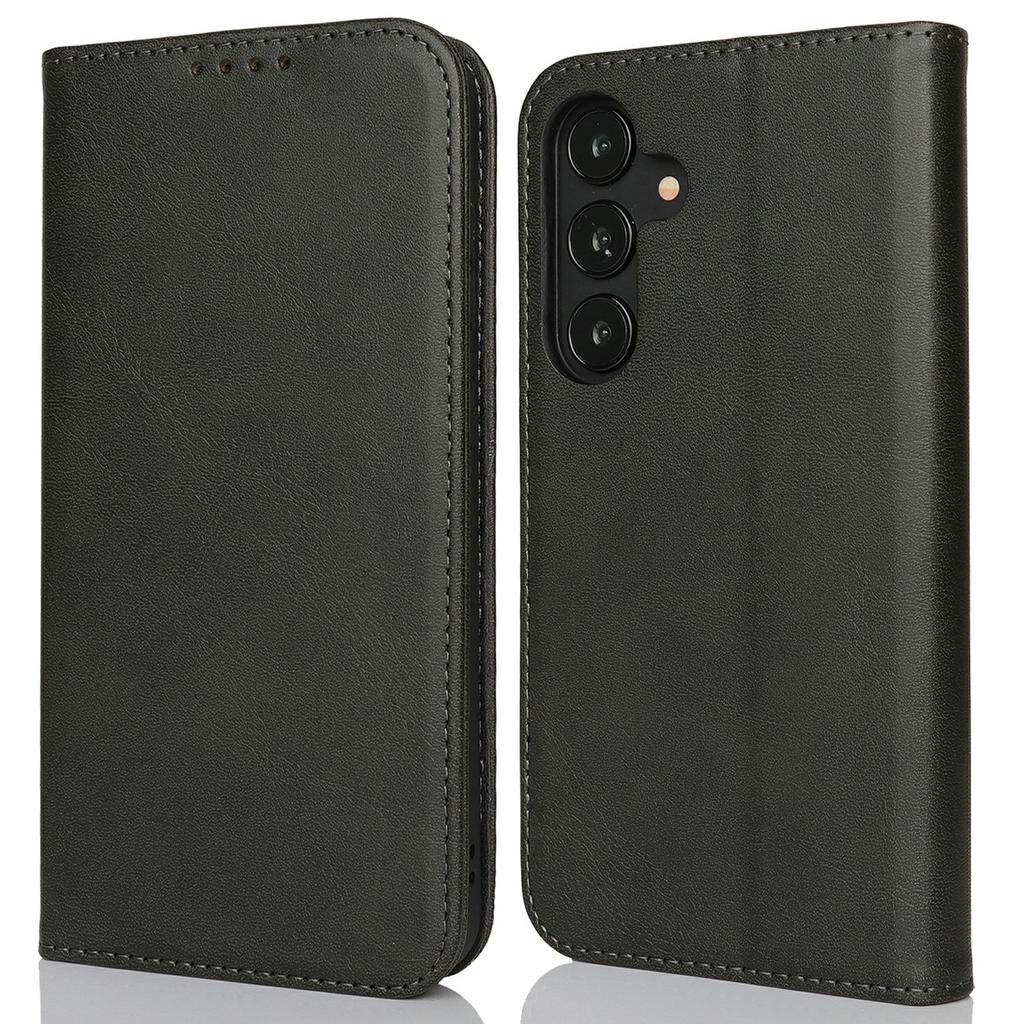 For Samsung Galaxy S25+ Case PU Leather Calf Textured Magnetic Closing Smart Phone Cover