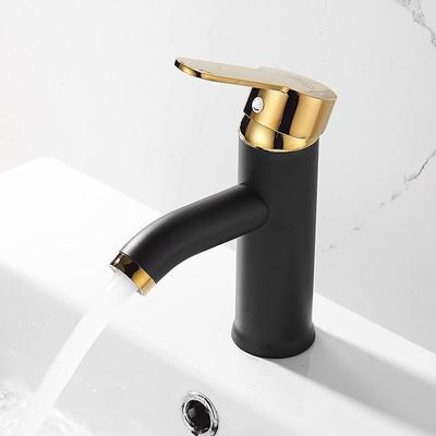 Basin Sink Bathroom Faucet Deck Mounted Hot Cold Water Basin Mixer Taps Matte Black Gold Lavatory Sink Tap Crane Toilet Faucet