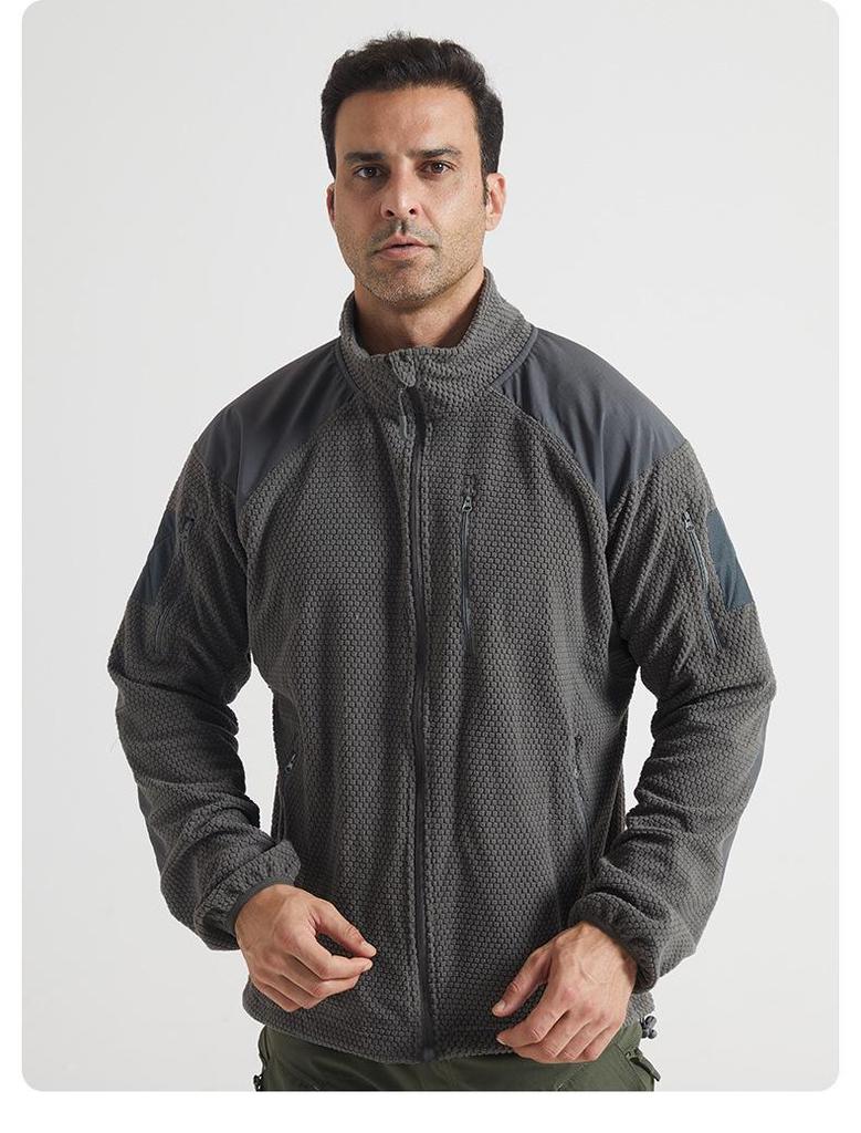 Herren Taktische Fleece Kapuzenjacke mit Stehkragen