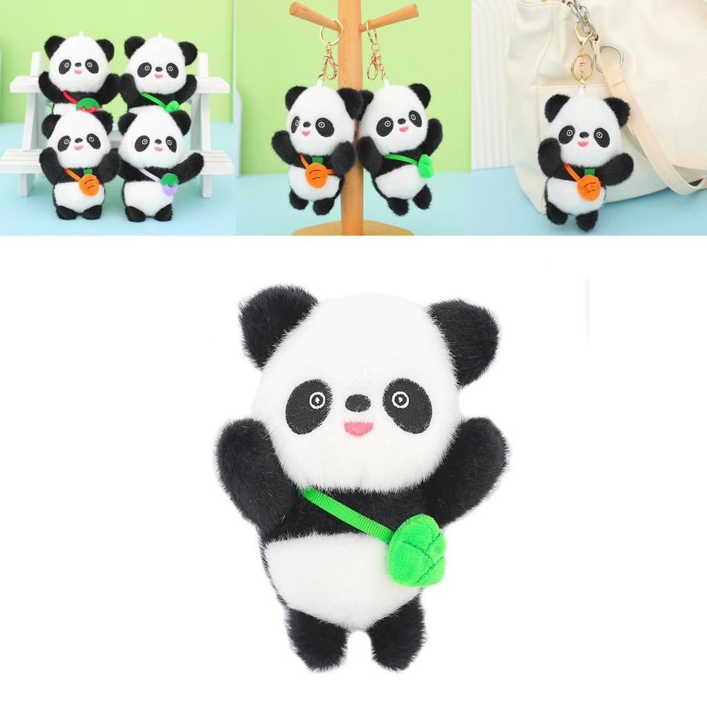 Adorable Panda Plush Keychain With Fruity Backpack Charm Premium Mink Fur Cute Animal Toy