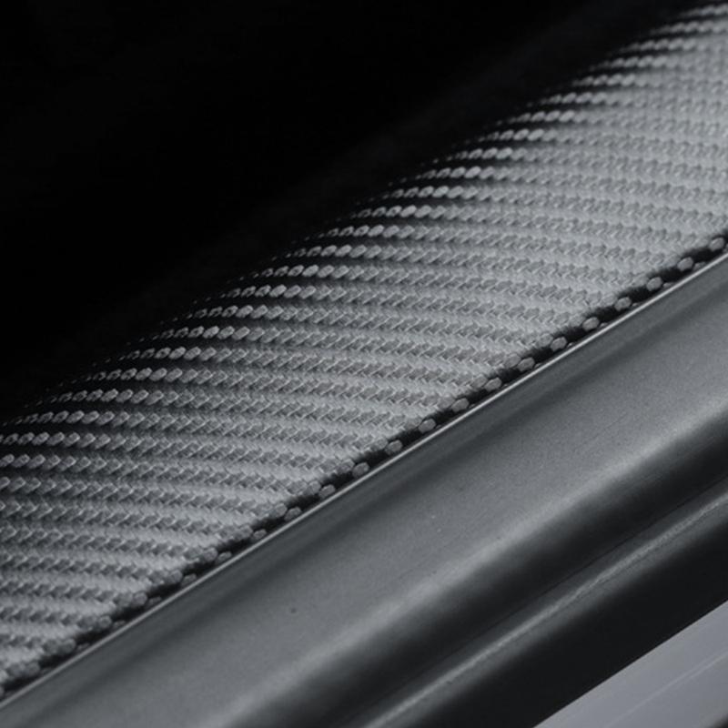 4PCS Carbon Fiber Pattern Door Sill Pad For Tesla Model 3 2017- Front Rear Door Welcome Pedal Threshold Strip Protector Trim