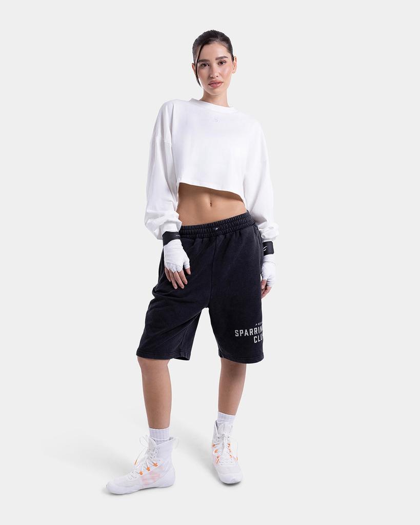 BOXRAW Strike Oversized Crop Long Sleeve T-Shirt Bxrw-W-Osclst [White]