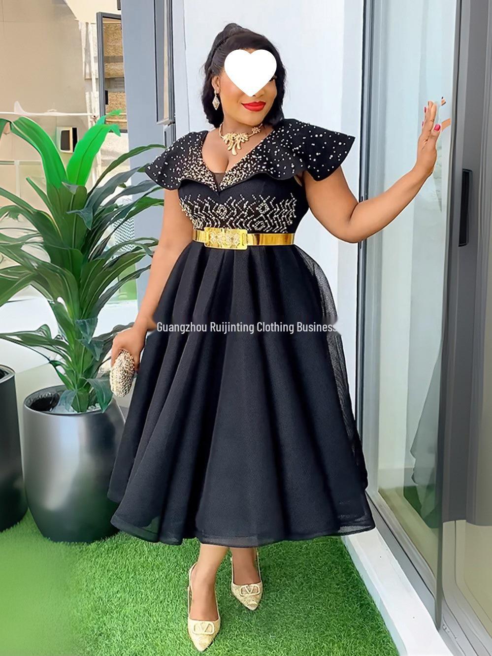 Women s Plus Size V-Neck Bodycon Dress - Sexy High-Waisted Bubble Design with Belt Solid Color