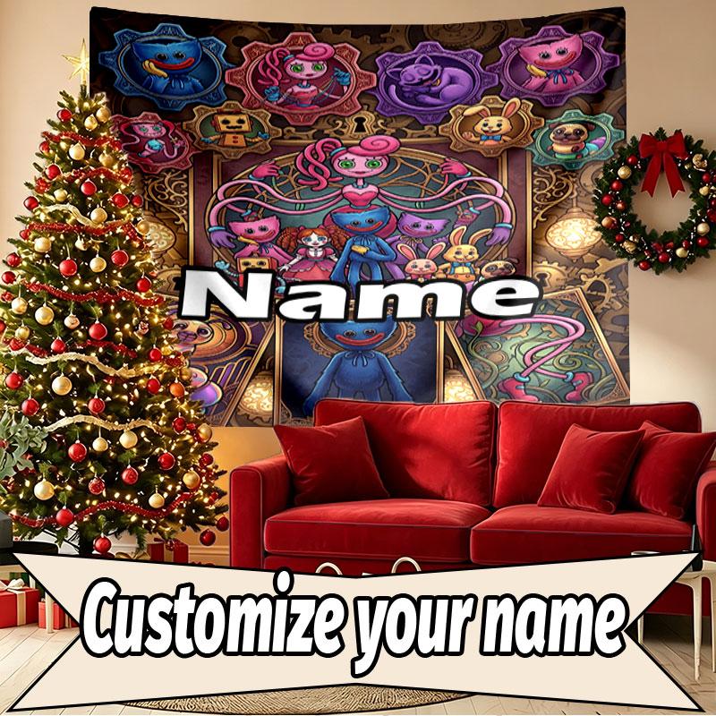Custom Name Personalized Poppy Playtime Print Tapestry, Wall Art Decor, Bedroom, Dorm, Apartment, LivingRoom, Party Backdrop, Gift for Birthday