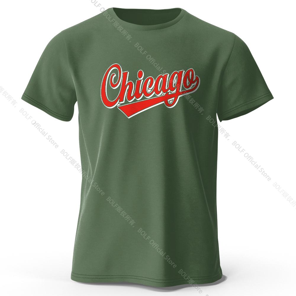 Men's Chicago Printed T-Shirt 100% Cotton Oversized Letter Graphic Tees for Women Summer Tops Urban Streetwear