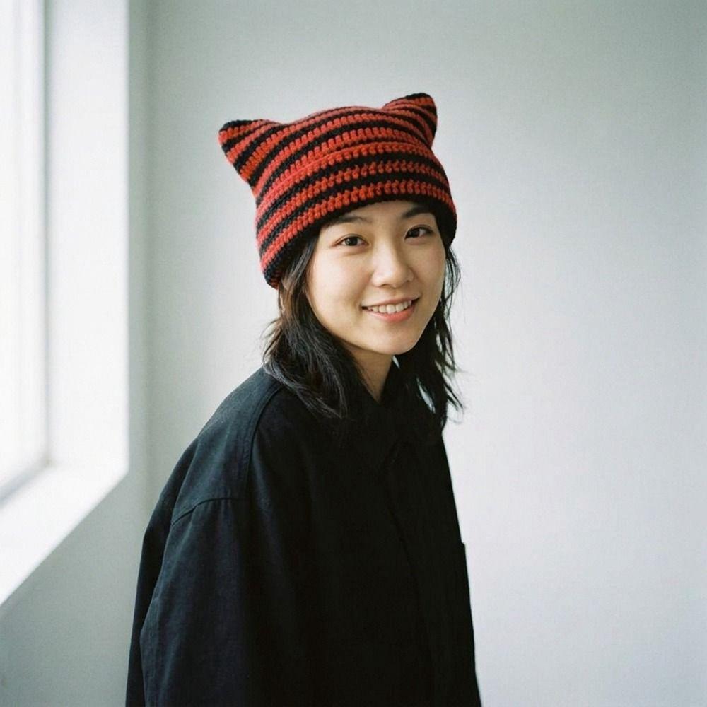 Cute Cat Ears Beanie Hats Warm Pullover Hat Fashion Little Devil Cap Girls