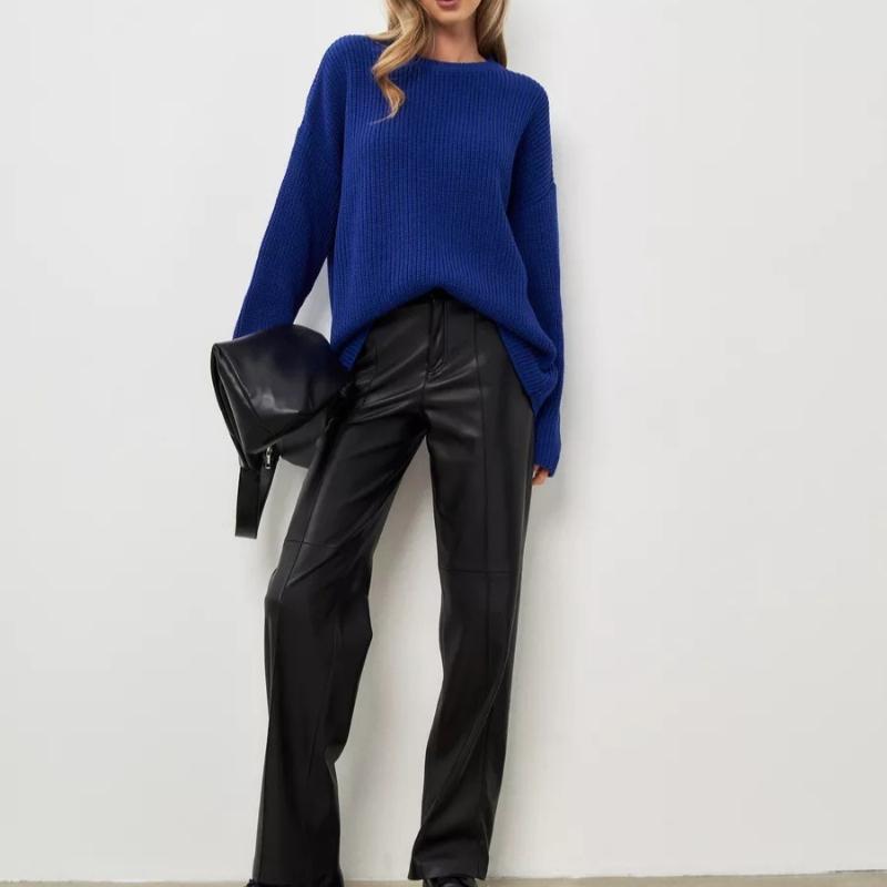 European and American autumn and winter round neck loose long sleeved basic casual fashion women's knitted sweater