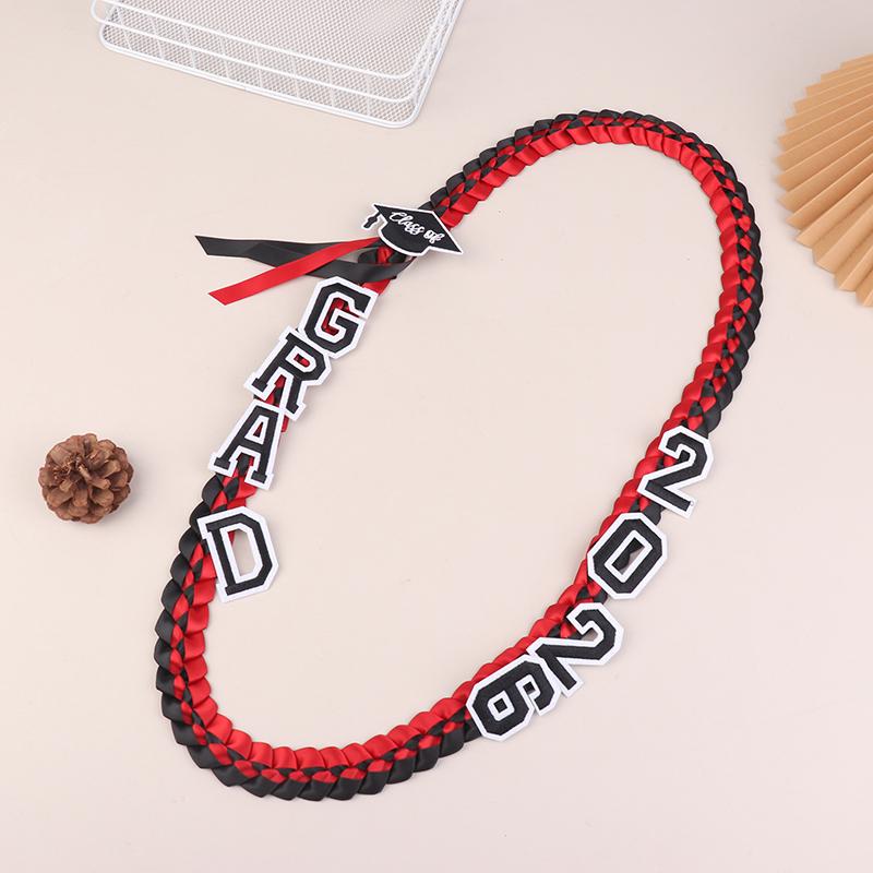 Graduation Leis Class Of 2026 Grad Handmade Ribbon Lei Ribbon Necklace With Grad Letters