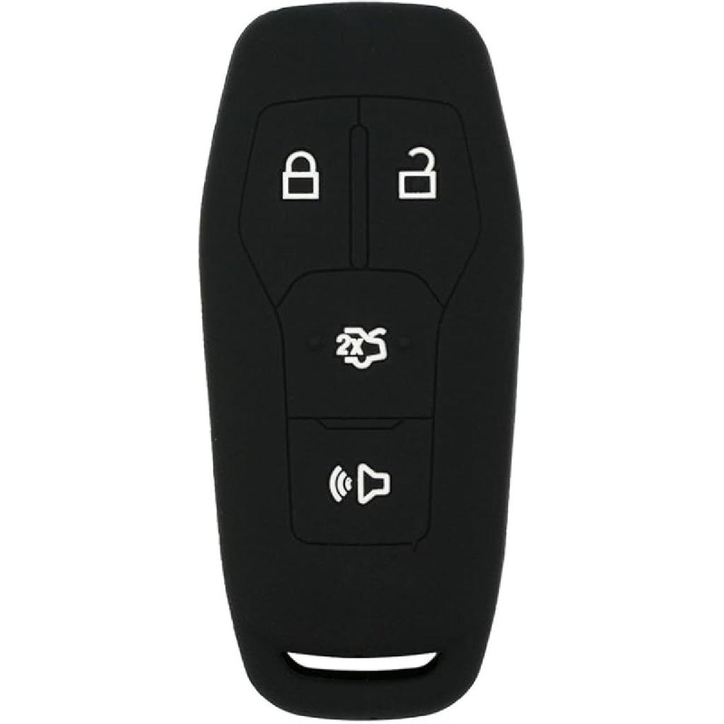 SEGADEN Silicone Cover Protector Case Holder Skin Jacket Compatible with Ford Mustang Fusion Explorer F-150 Edge 4 Button Smart Remote Key Fob CV2716