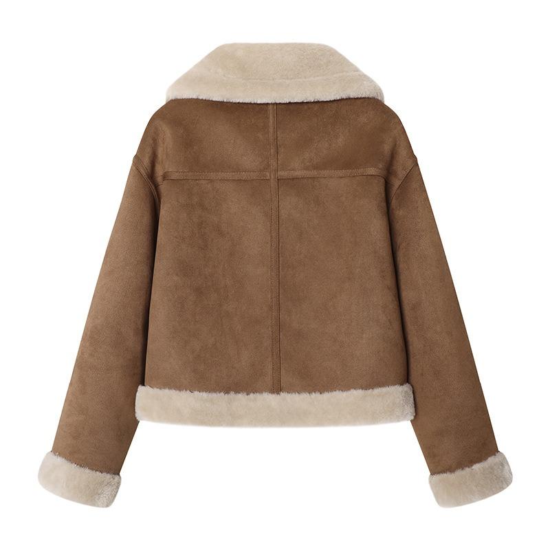 Fur integrated bionic fur winter new suede short coat women 403