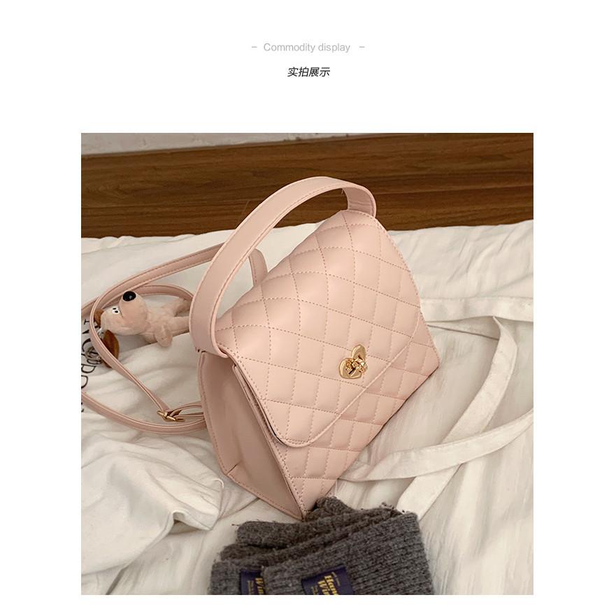 IELGY Korean Version Fashion Pink Diamond Backpack All-Match Simple Backpack