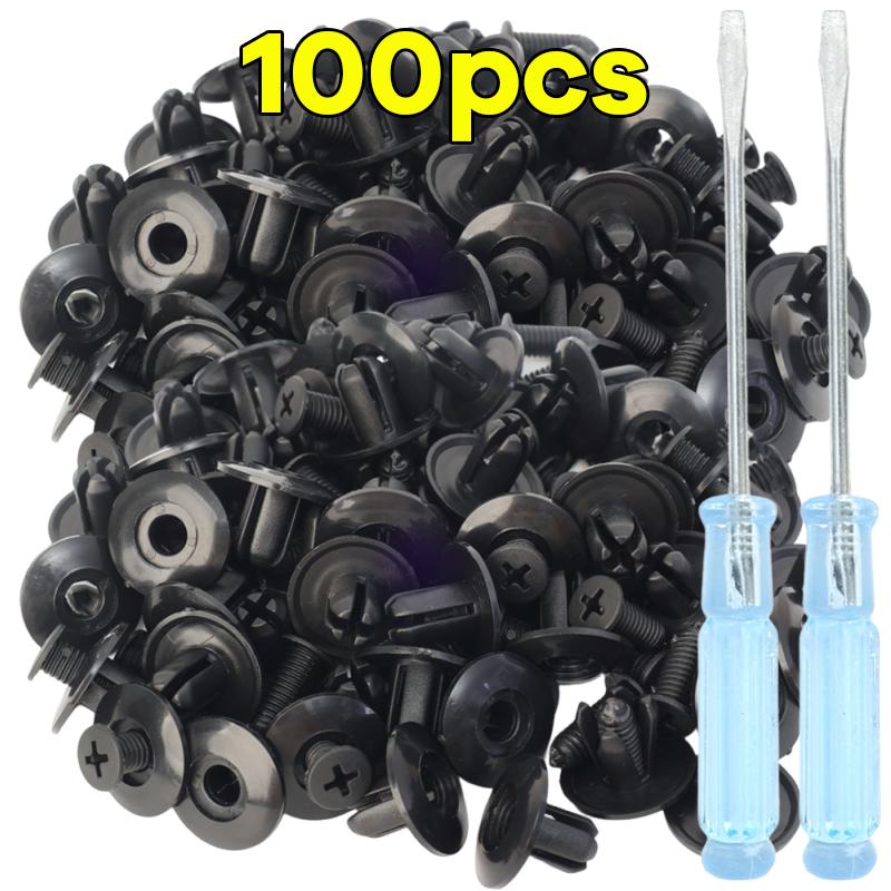 50/100pcs Universal 8mm Plastic Rivets Fasteners Car Bumper Guard Fasteners Screws Rivets Car Accessories Black Clip Fasteners