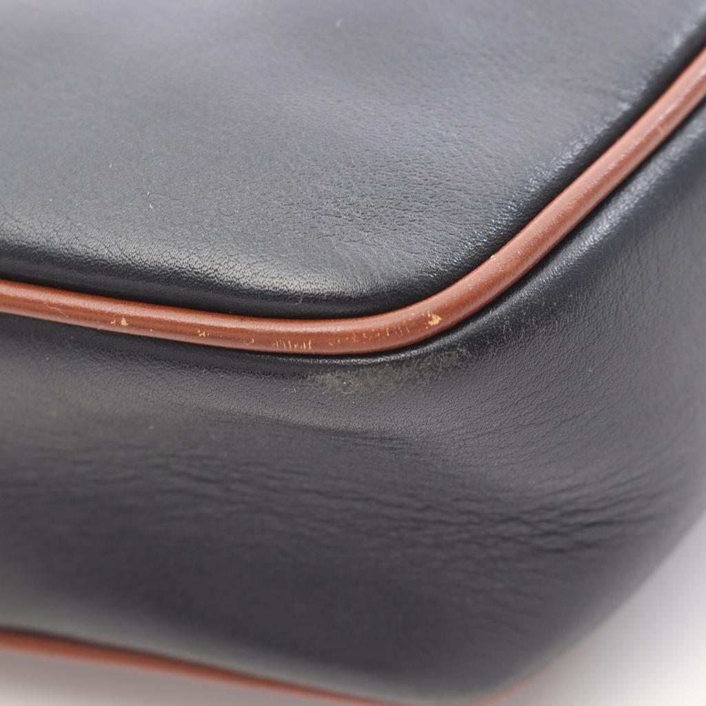Used CELINE Shoulder Bag leather Black Brown Used Women