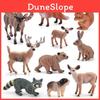 10 Piece Realistic Forest Animal Figurine Set Elk Raccoon White Tailed Deer Bear Fox Rabbit Model Pvc Material