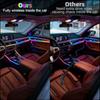 Acrylic Interior Car LED Lights with Wireless APP 6 In 1Ambient Lighting Kits Fiber Optic Strip LEDs 16 Million Colors Musicand