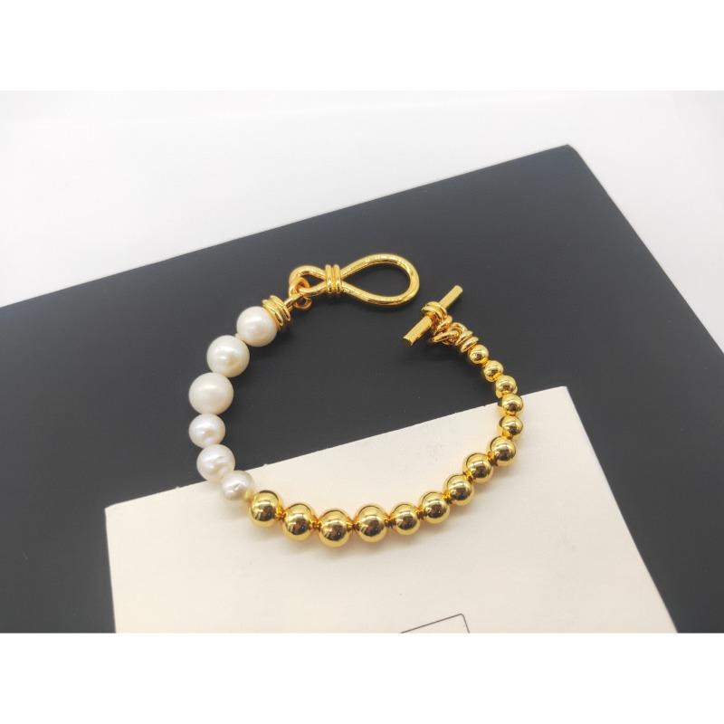 Meier New arrivalins style misjia special-shaped pearl metal bracelet gold finish interlocking bracelet