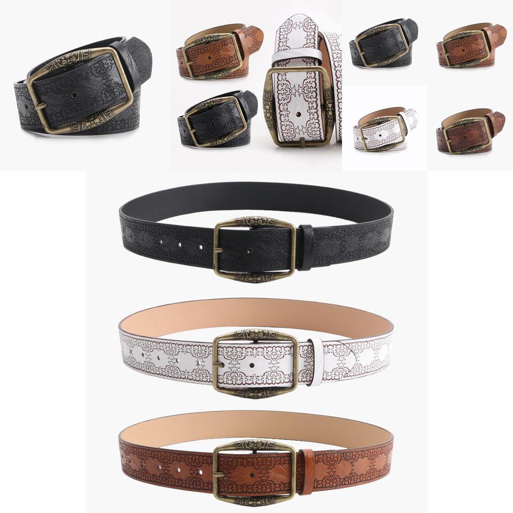 Unique Embossed Pu Womens Belt With Metal Pin Buckle For Festival And Street Style