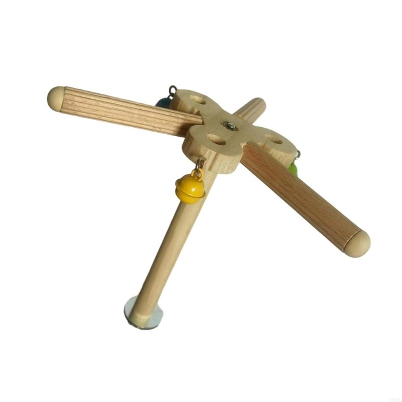 Rotating Bird Perch Toy For Small Parrots Exercise Stand Natural Windmill Chewable Decors Promotes Dental Health HX6C